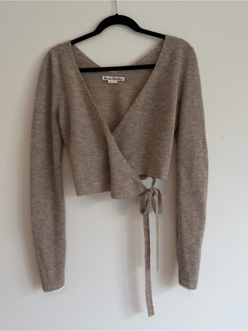 Acne Taupe Wrap Cardigan with Tie